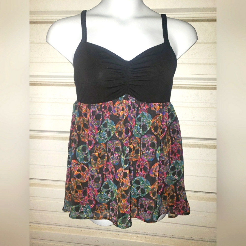 Large Size Torrid Size 0 Skull Babydoll Tank Top Womens Summer Shirt